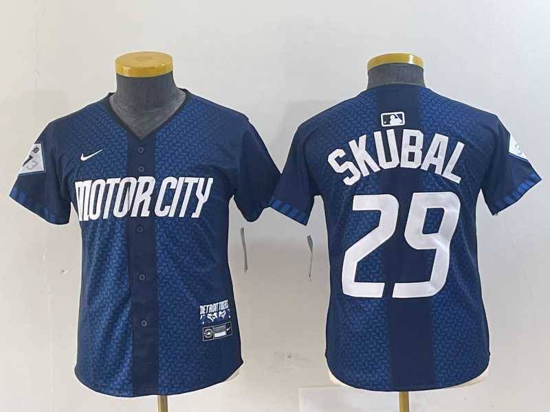 Womens Detroit Tigers #29 Tarik Skubal Navy 2024 City Connect Cool Base Limited Stitched Jersey